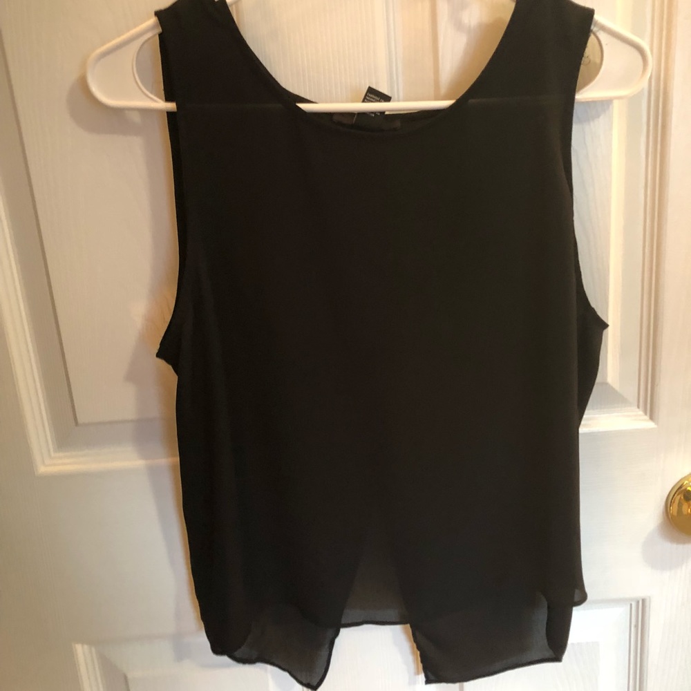 Black sheer flowy crop top